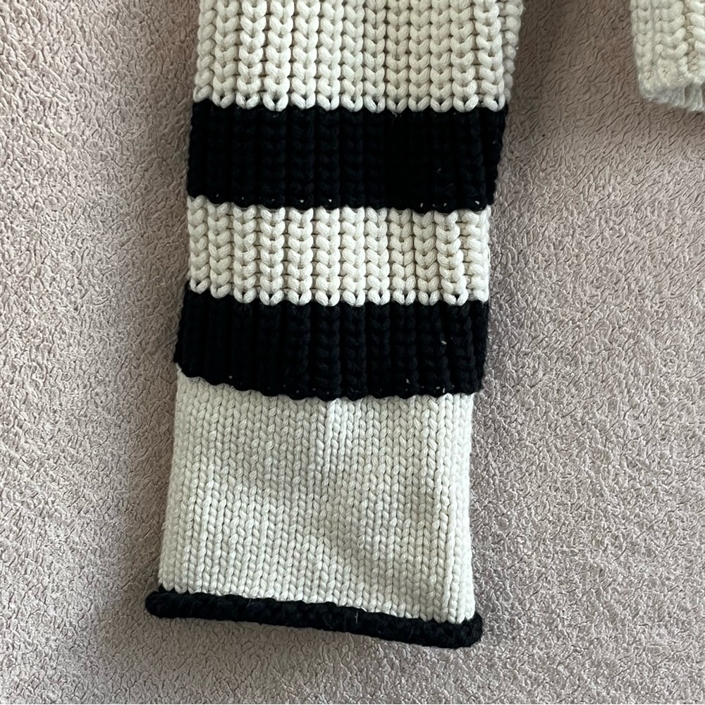 Rag & Bone Chunky Knit Greer Pullover Sweater Women’s M Ivory/Black Stripe Crew - Picture 7 of 13